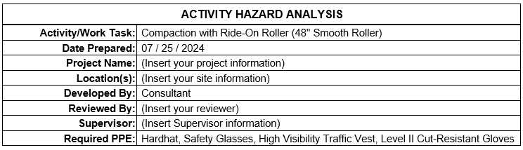 AHA/JSA - Compaction with Ride-On Roller (48'' Smooth Roller)