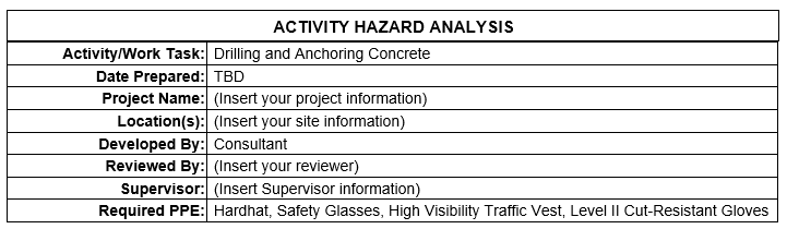 AHA/JSA - Drilling and Anchoring Concrete